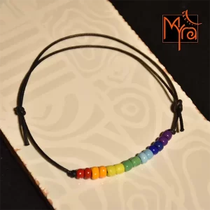 Rainbow Beaded String Anklet (Double Beads)