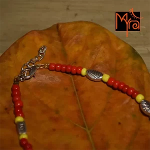 Red & Yellow Beaded Charm Anklet