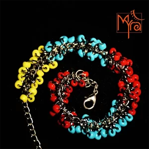 Red, Yellow & Turquoise Beaded Anklet