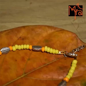 Yellow & Orange Beaded Charm Anklet