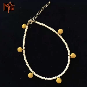 White & Yellow Bell Anklet