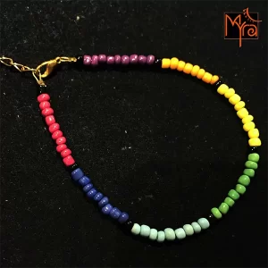 Rainbow Glass Beaded Anklet