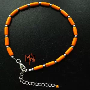 Orange Pipe Beaded Anklet