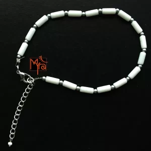 White Pipe Beaded Anklet