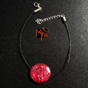 Bright Pink Fibre & Thread Anklet