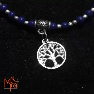 Tree of Life Charm Indigo Beaded Anklet