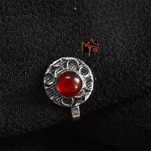 Round Maroon Stone Clip on Nosepin