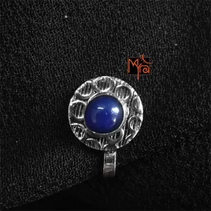 Round Navy Blue Stone studded Clip on Nosepin