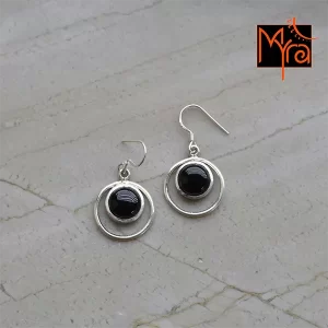 Round Black Onyx Stone Earring