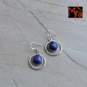 Round Lapis Stone Earring