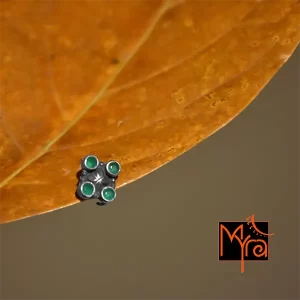 Square Four Stone Green Onyx Nosepin