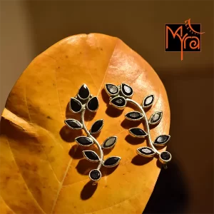 Black Onyx Flower Petal Earrings