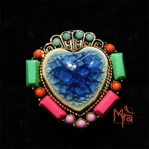 Blue Fibre Heart Cocktail Ring