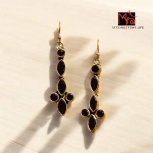 Black Onyx Stone Studded Ear Drops