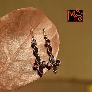 Garnet Stone Studded Ear Drops