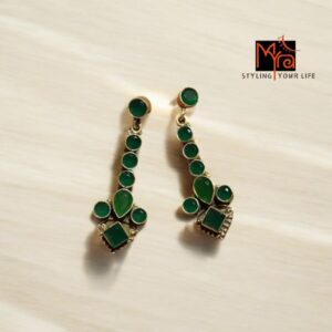 Green Onyx Stone Studded Earrings