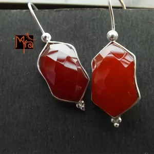 Irregular Hexagon Shaped Carnelian Earrings