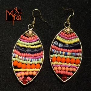 Pink & Orange Beaded Earring
