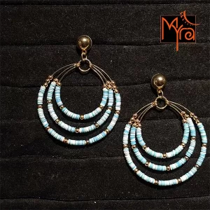 Triple Hoops with Blue Beads