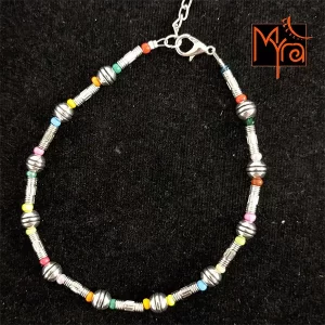 Multicolor & Ball Beaded Metal Anklet