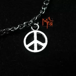 Metal Peace Charm Bracelet (Silver)