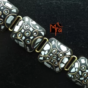 Tibetan Stone Studded Square Bracelet : White