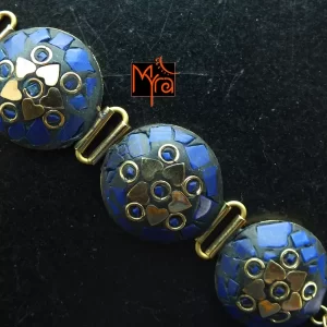 Tibetan Stone Studded Round Bracelet : Blue