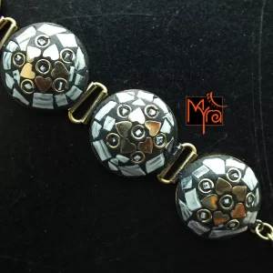 Tibetan Stone Studded Round Bracelet : White
