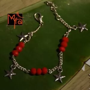 Orange Crystal Bracelet with Flower Charms