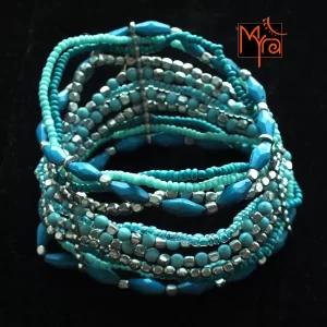 Multiple Shades of Blue Beaded Bracelet