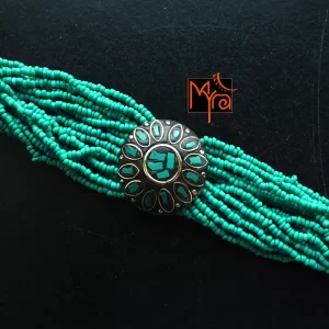 Tibetan Stonework Beaded Bracelet : Turquoise (Round)