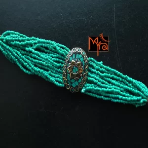 Tibetan Stonework Beaded Bracelet : Turquoise (Oval)