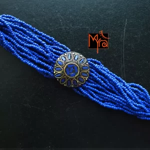 Tibetan Stonework Beaded Bracelet : Navy Blue