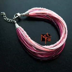 Bunch of Assorted Beaded Bracelet : Pink