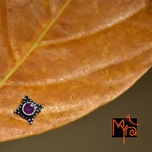 Simulated Ruby Studded Square Shaped Nosepin