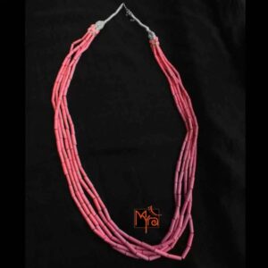Layered Pipe Beaded Necklace : Pink