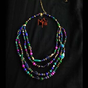Purple & Green Stone Beaded Layered Necklace
