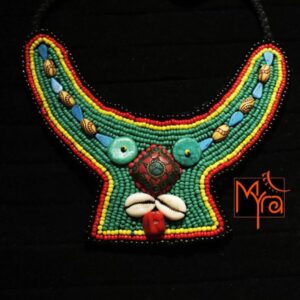 African Woven Beads and Cowrie Shells Necklace