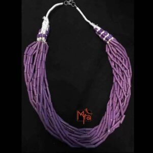 Layered Pipe Beaded Necklace : Mauve