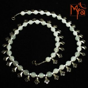 Tulip Charm White Beaded Necklace