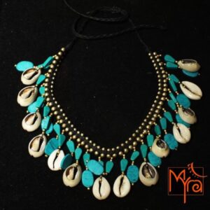 Cowrie Shell Beads with Turquoise Stones Necklace