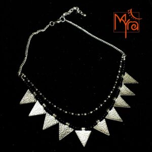 Triangle Charm Two Layer Necklace : Black