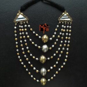 Three Layer Dual Tone Mirrorwork Necklace