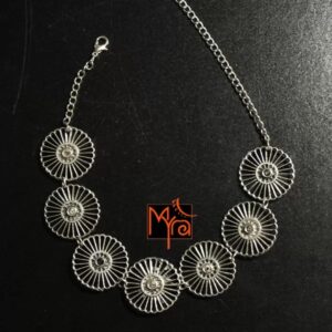 Oxidised Dandelion Pattern Choker : Silver