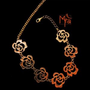 Rose Pattern Metal Choker : Golden
