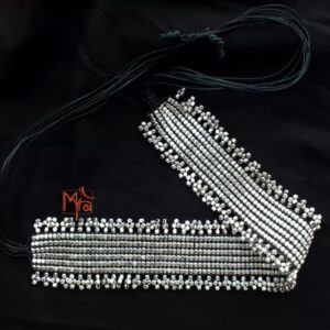 Metal Silver Beaded Broad Adjustable Choker