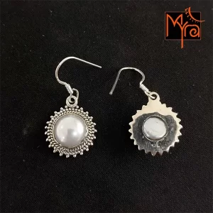 Pearl Studded Sun Motif Earrings - 2