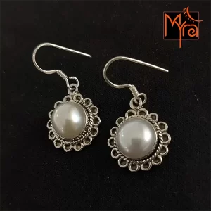 Pearl Studded Sun Motif Earrings - 1