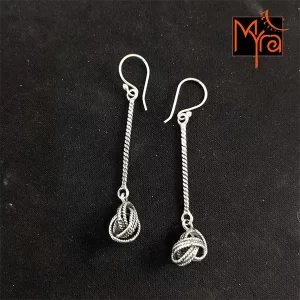 Long Knotted Silver Danglers