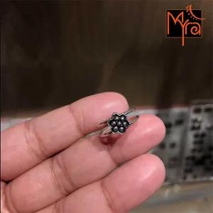 Oxidised Double Layer Flower Ring